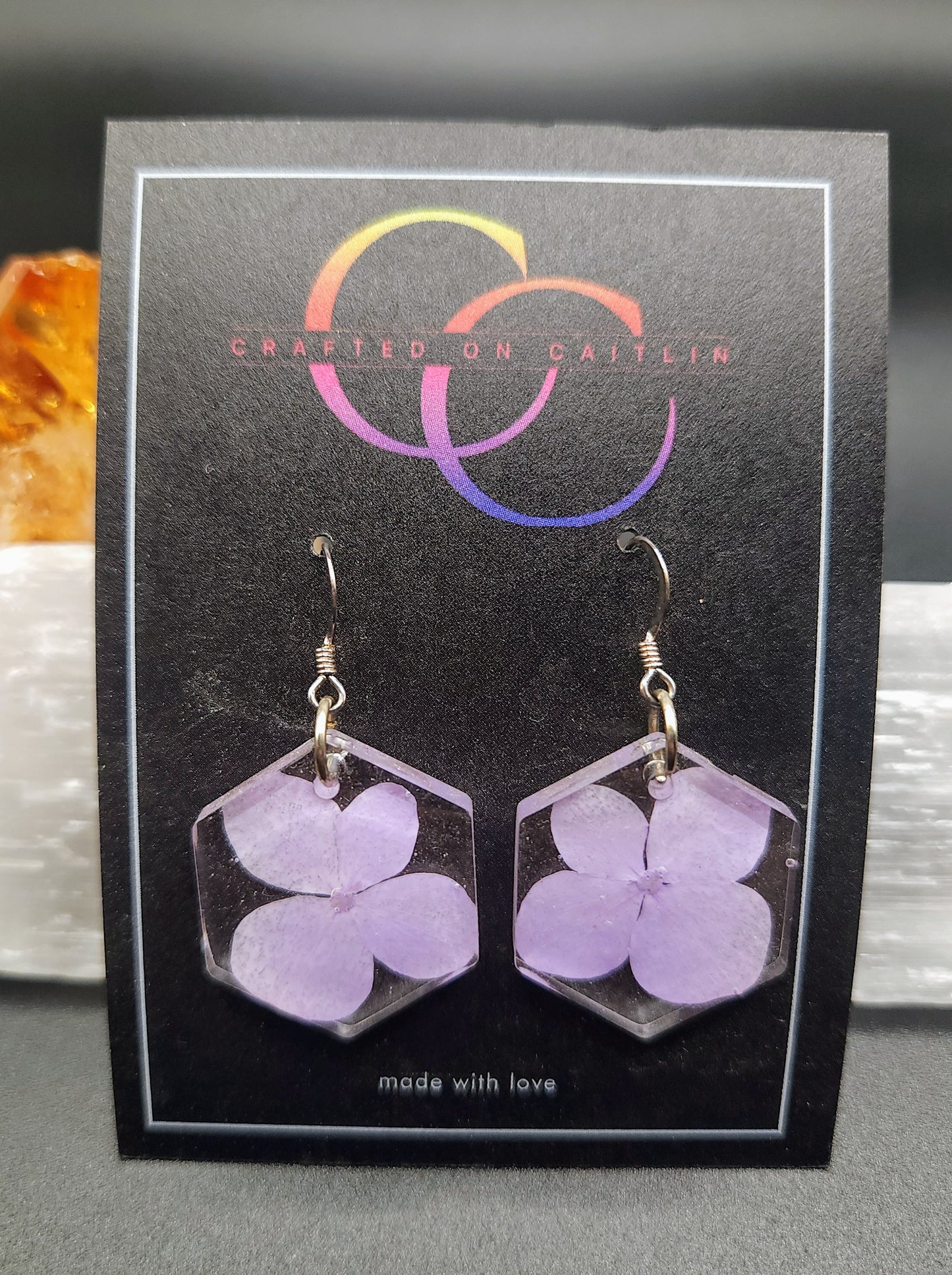 Purple Hydrangeas Hex Dangles