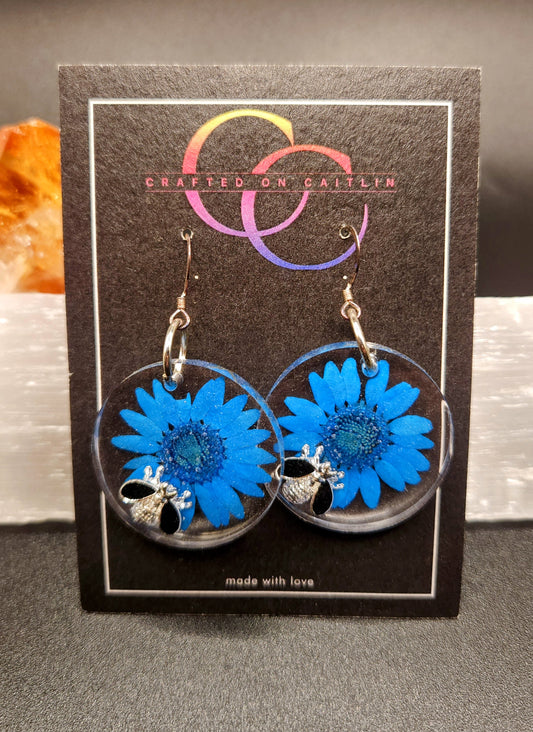 Blue Daisy & Bee Dangles