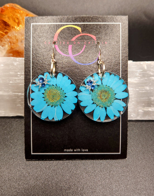 Light Blue Daisy & Spider Dangles