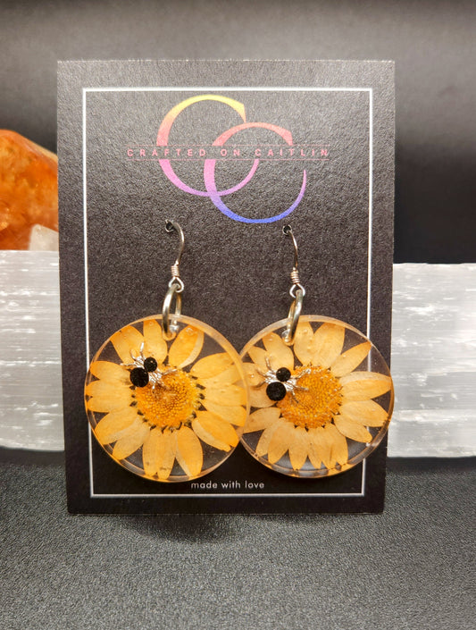 Orange Daisy & Spider Dangles