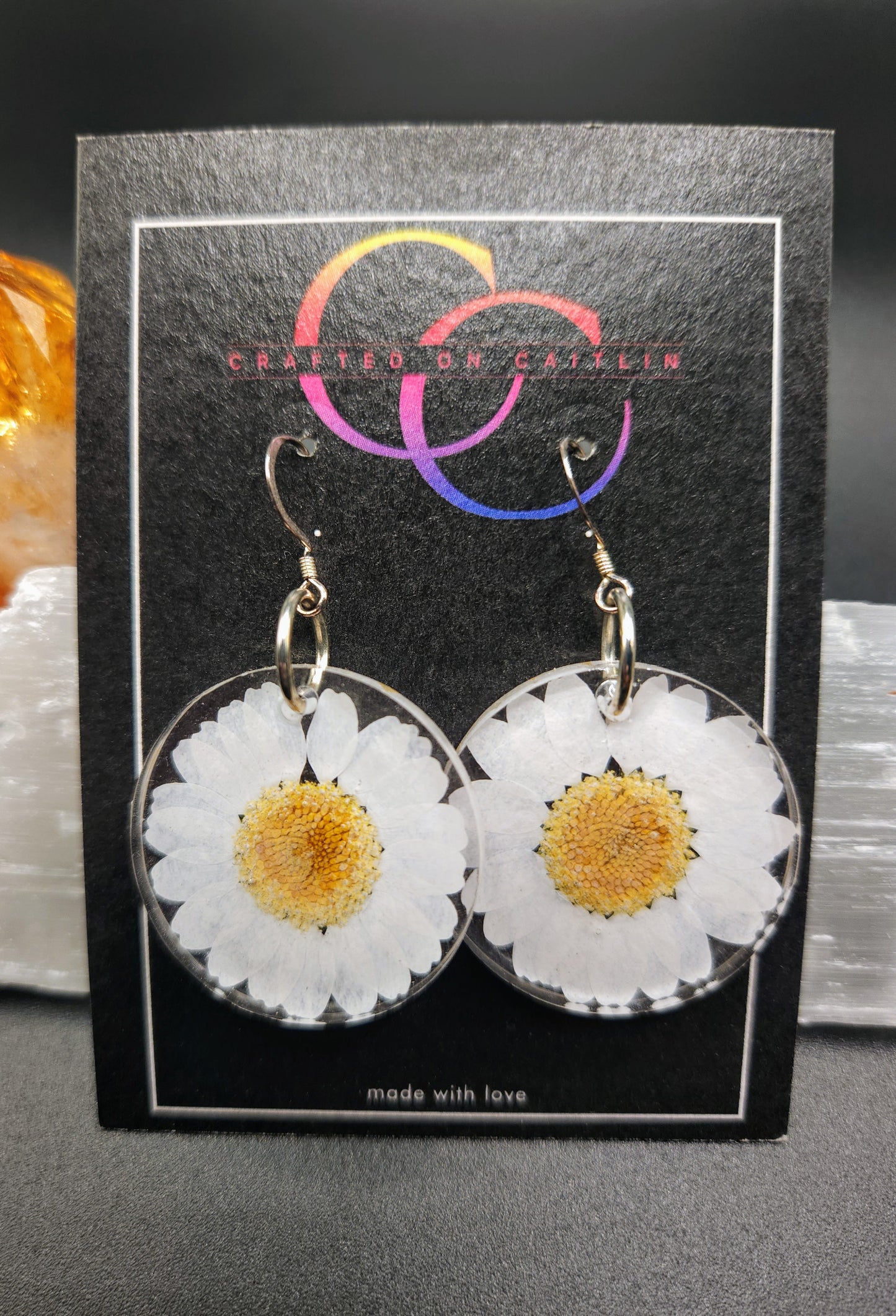 White Daisy Dangles