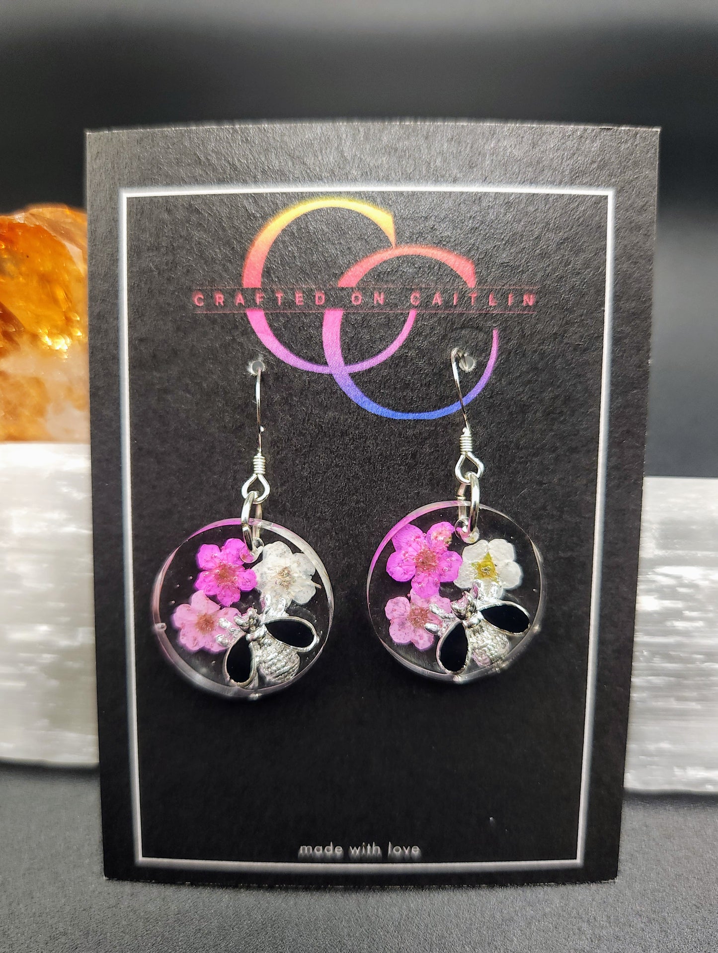 Small Pink Narcissus & Bee Dangles