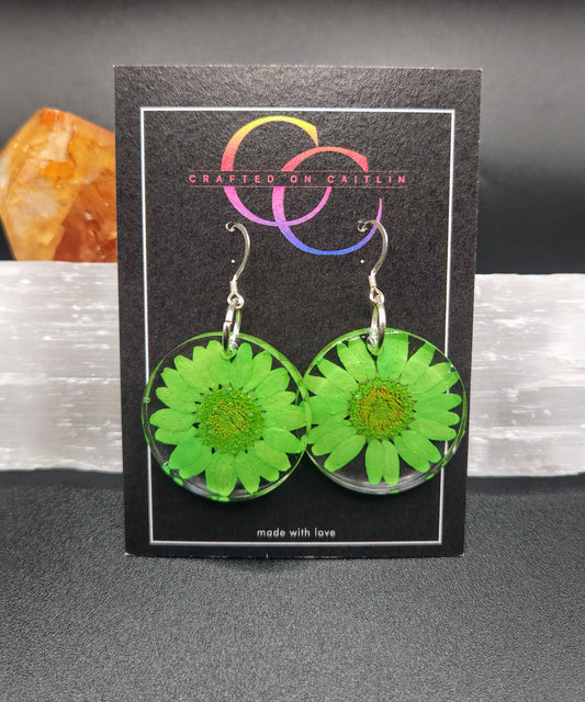 Green Daisy Dangles