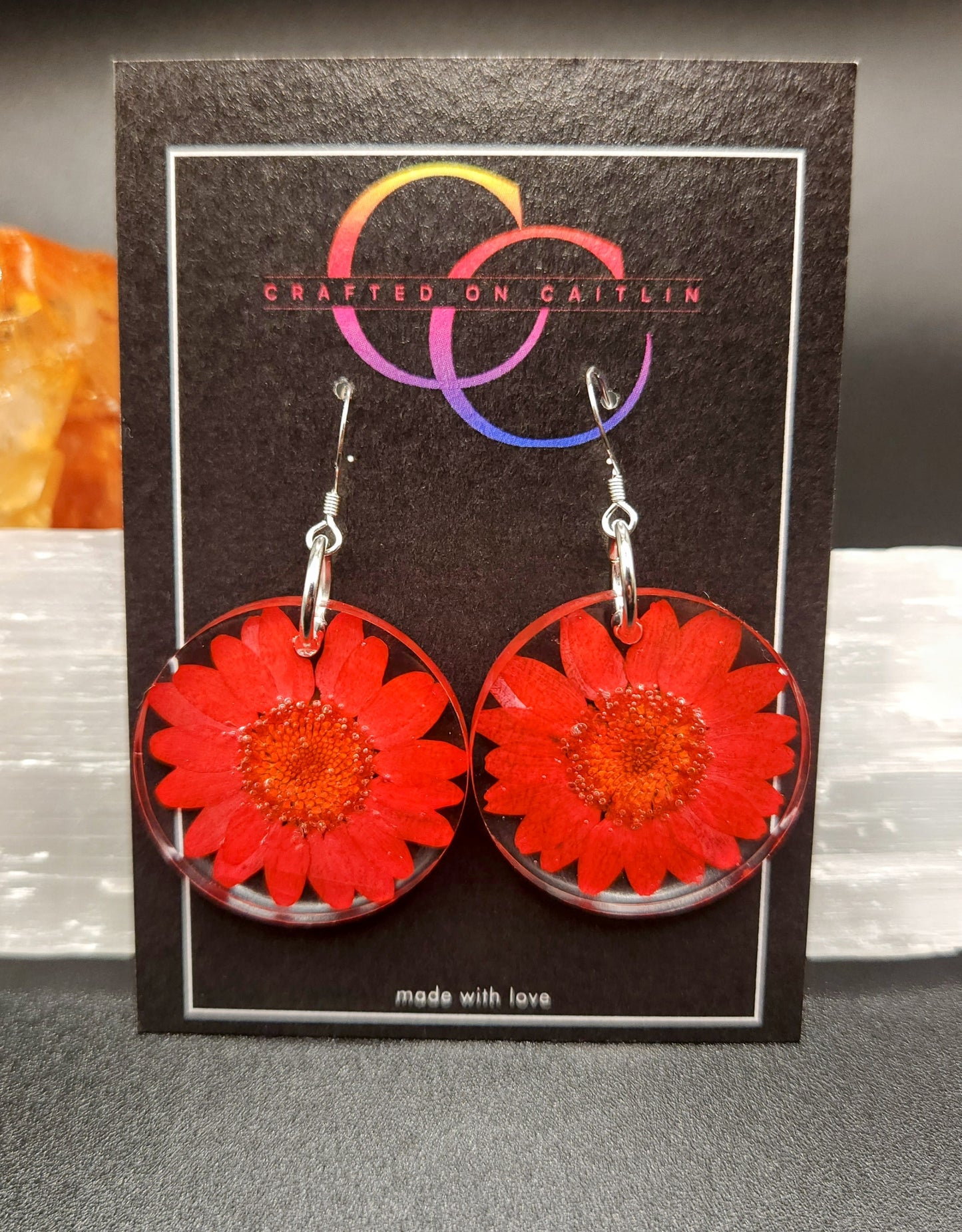 Red Daisy Dangles