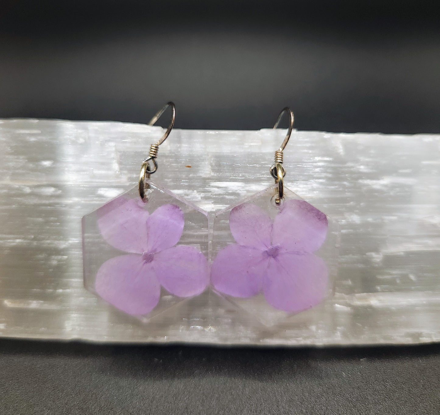 Purple Hydrangeas Hex Dangles