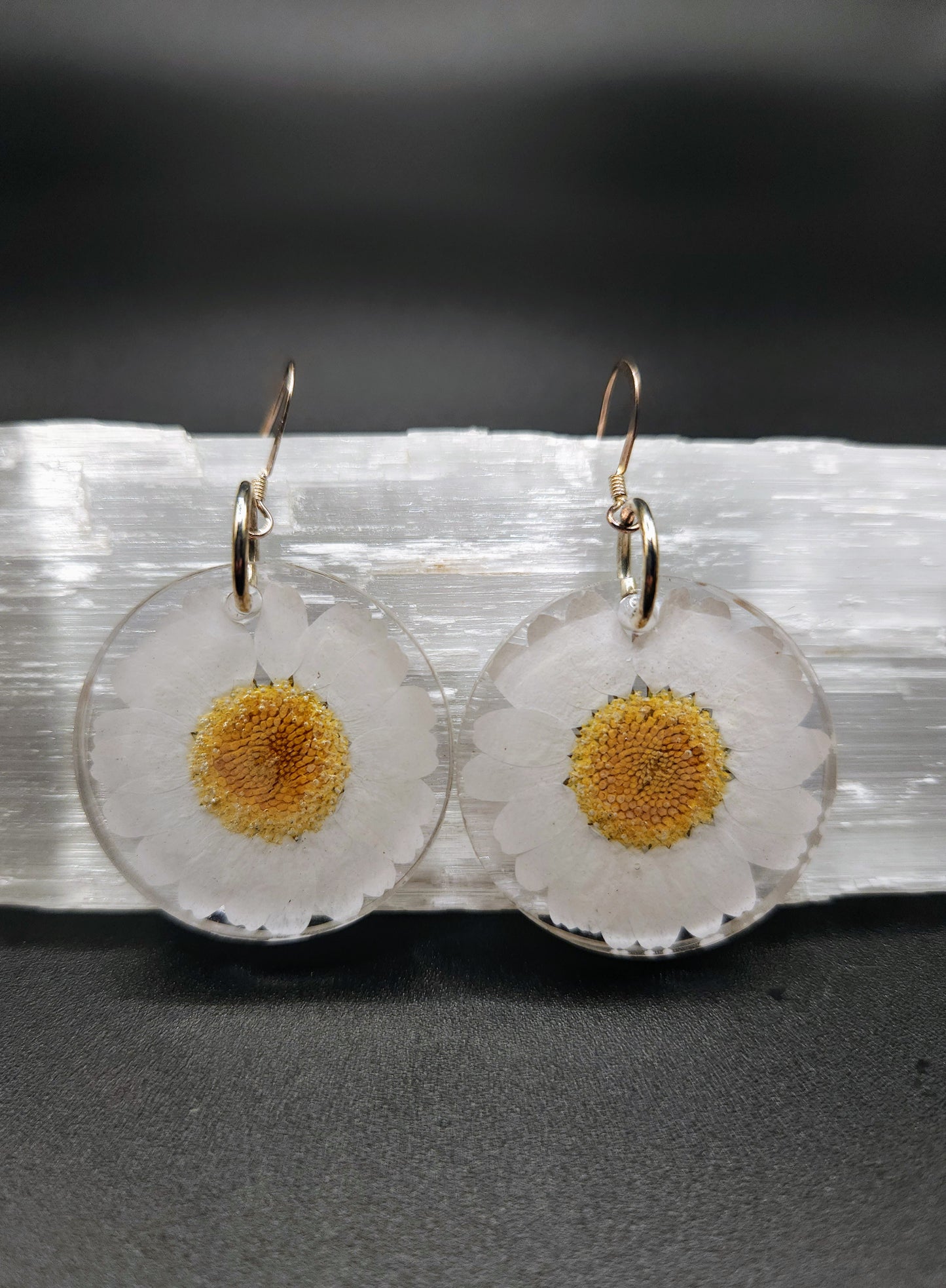 White Daisy Dangles