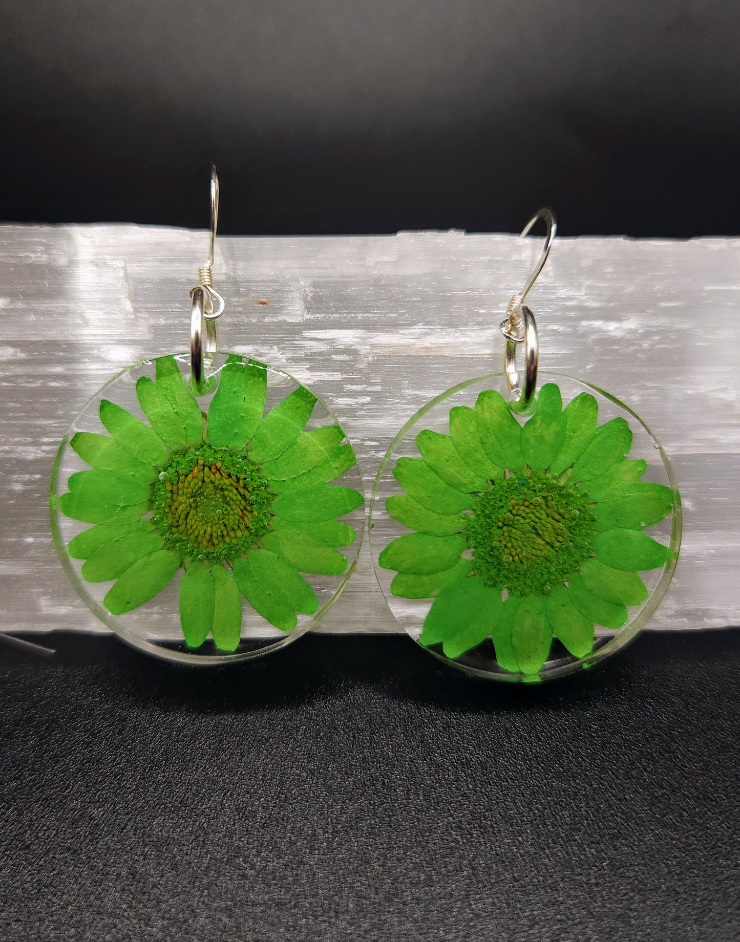 Green Daisy Dangles