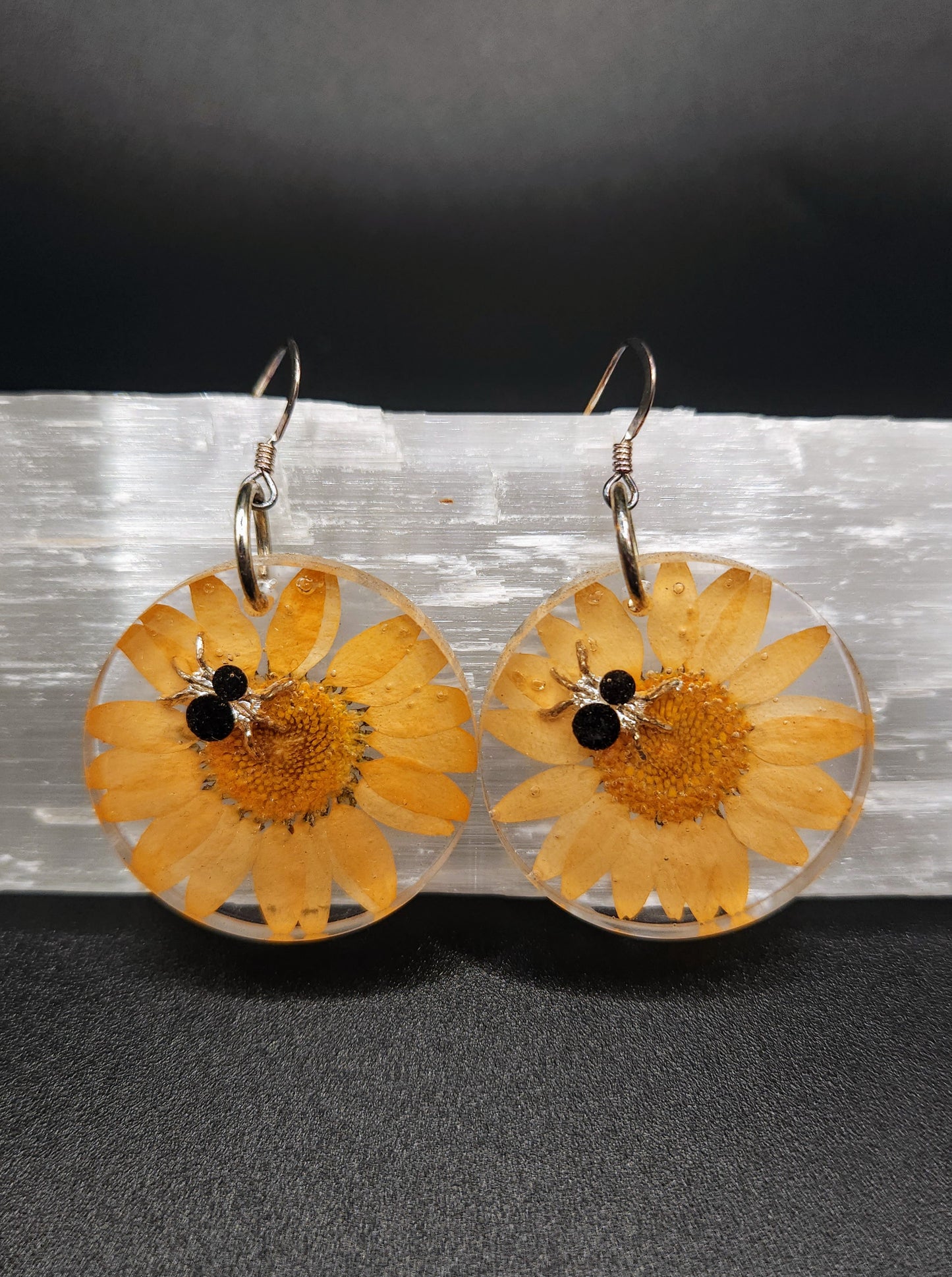 Orange Daisy & Spider Dangles