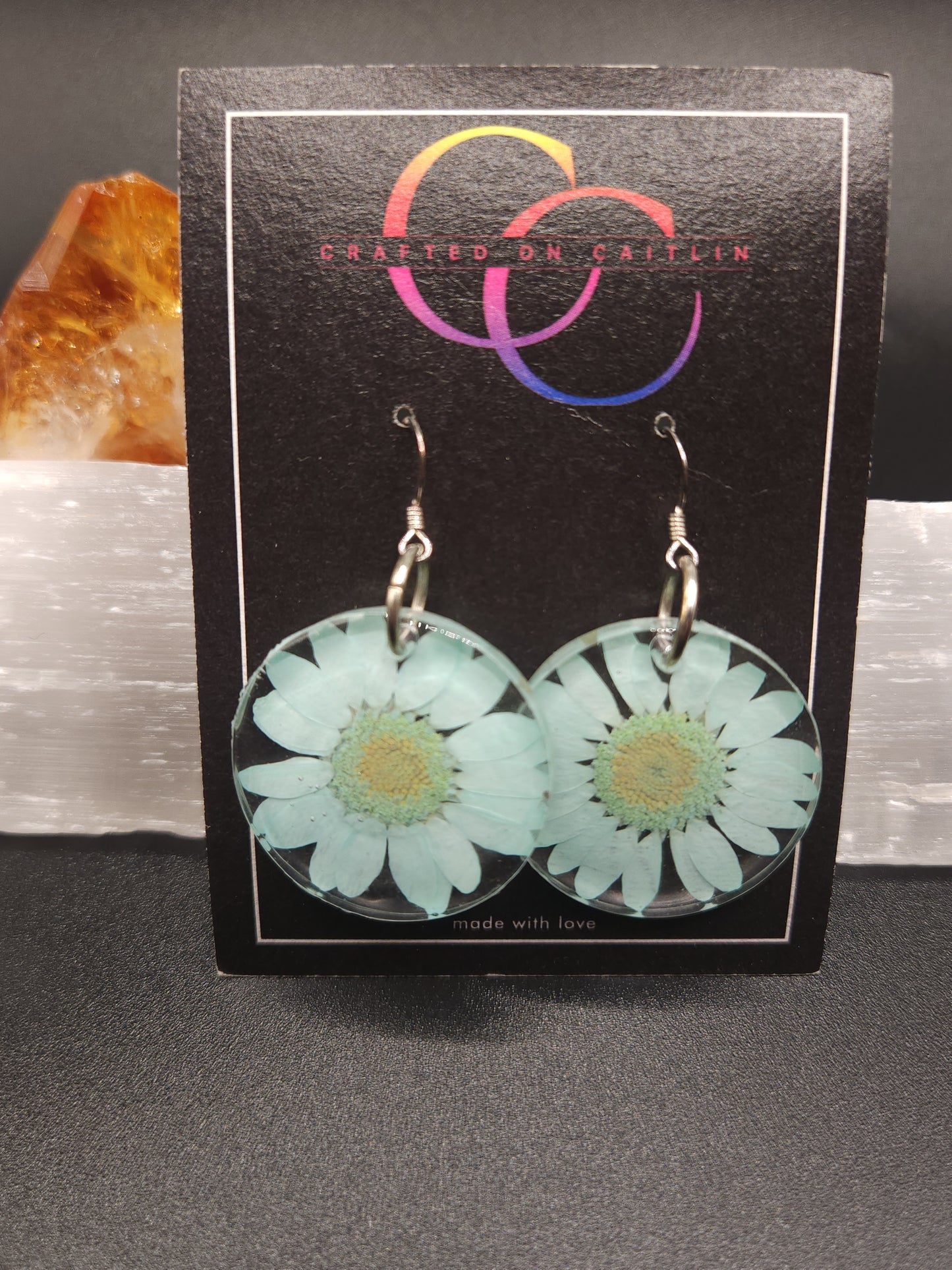 Teal Daisy Dangles