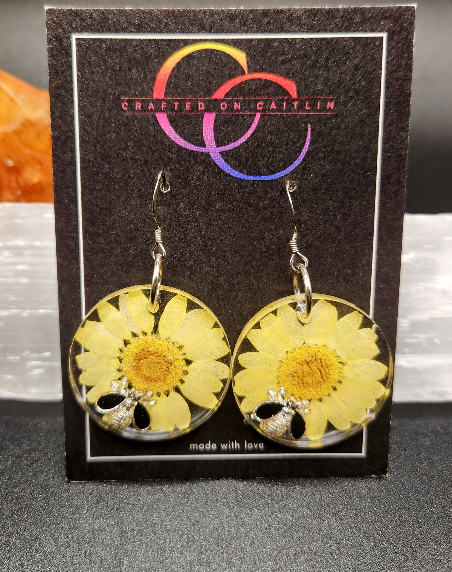 Yellow Daisy & Bee Dangles