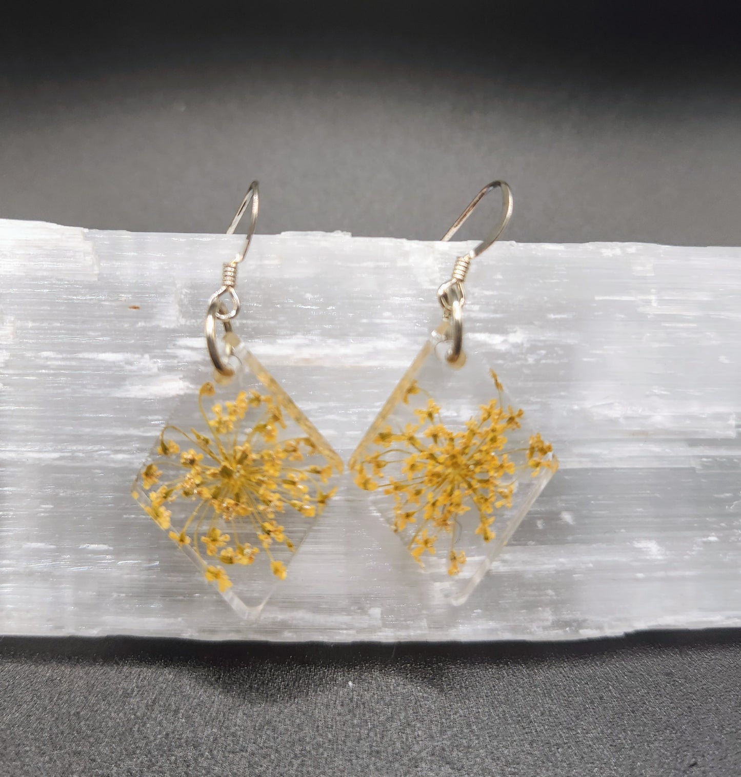 Orange Queen Anne's Lace Diamond Dangles