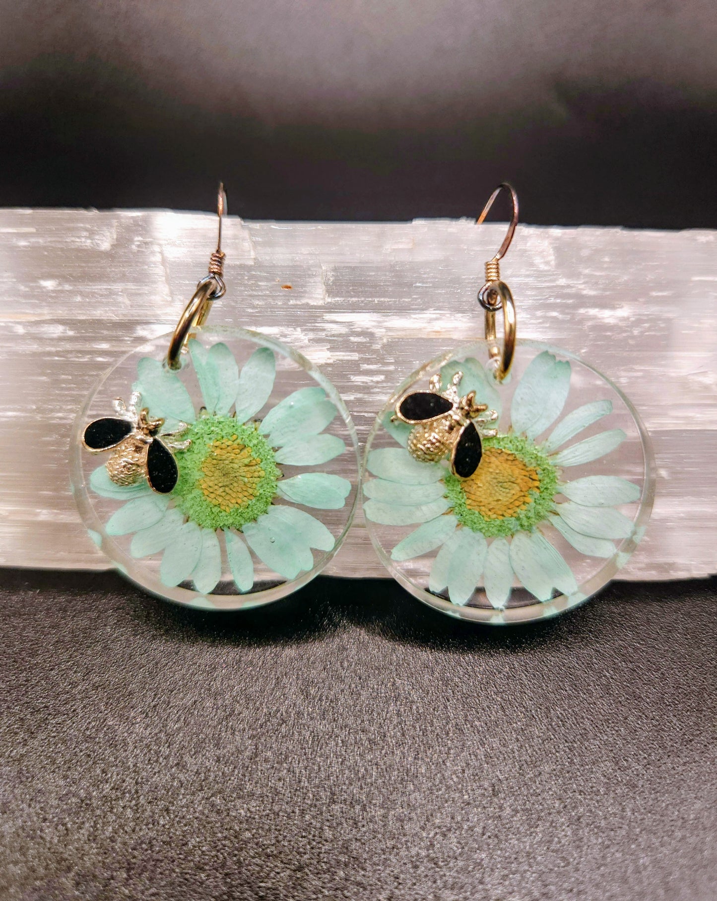 Teal Daisy & Bee Dangles