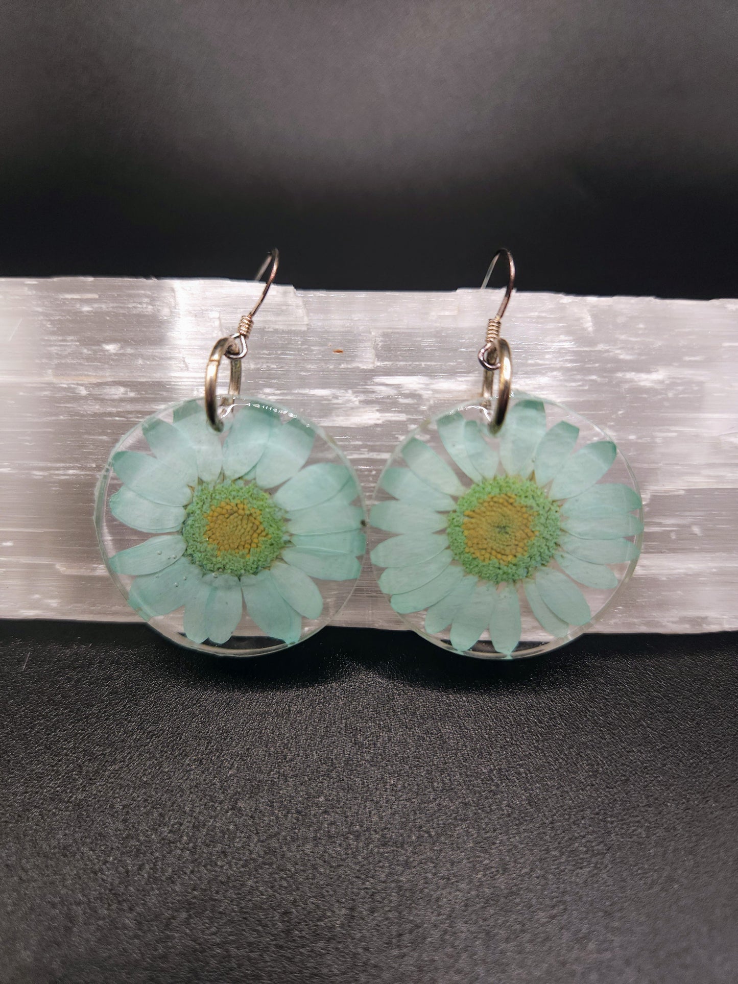 Teal Daisy Dangles
